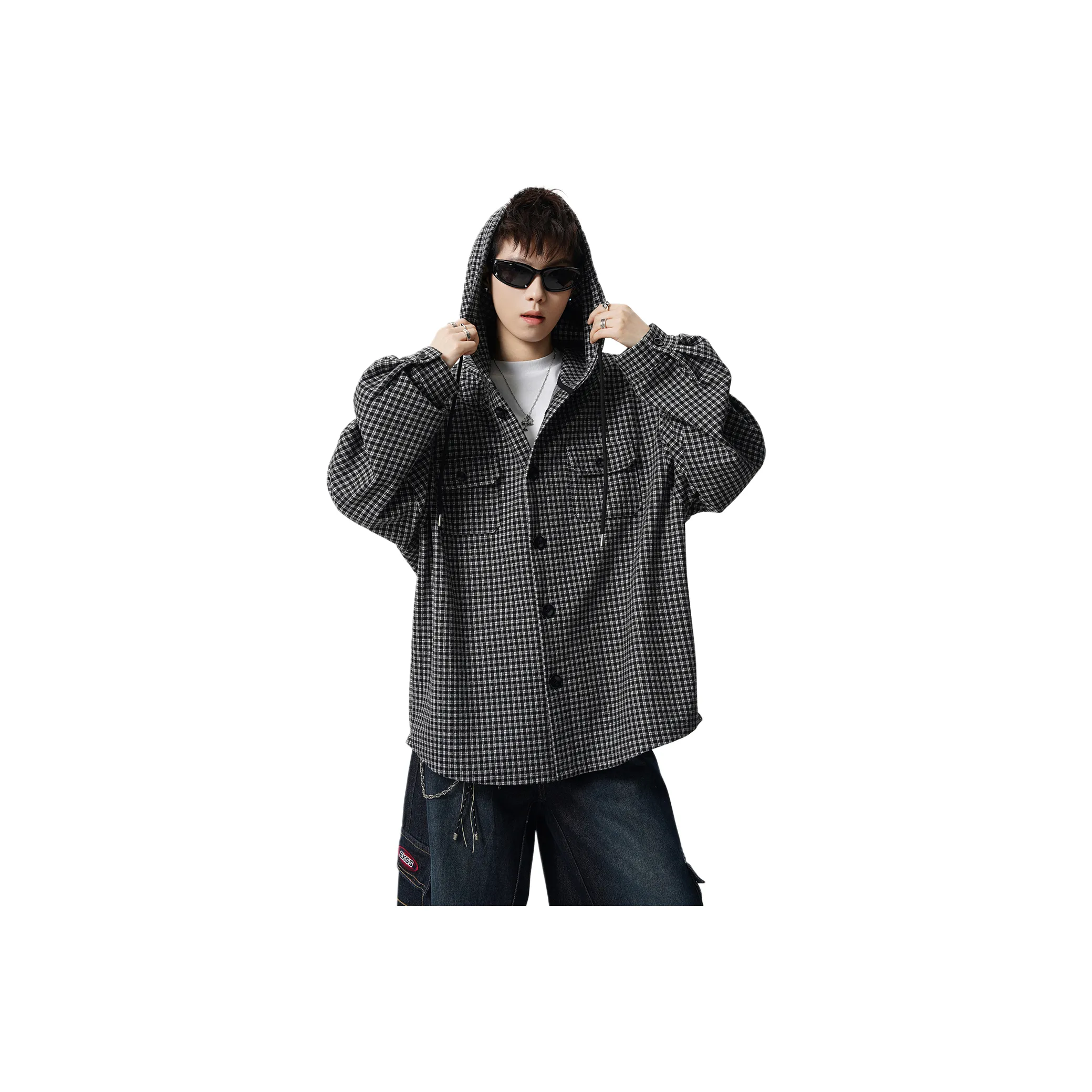 SCHEPPERHEYN Черный Белый Клетка Унисекс Рубашки