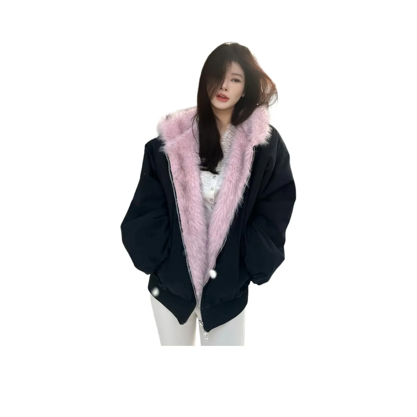 LANGQING Черный Женский пуховик