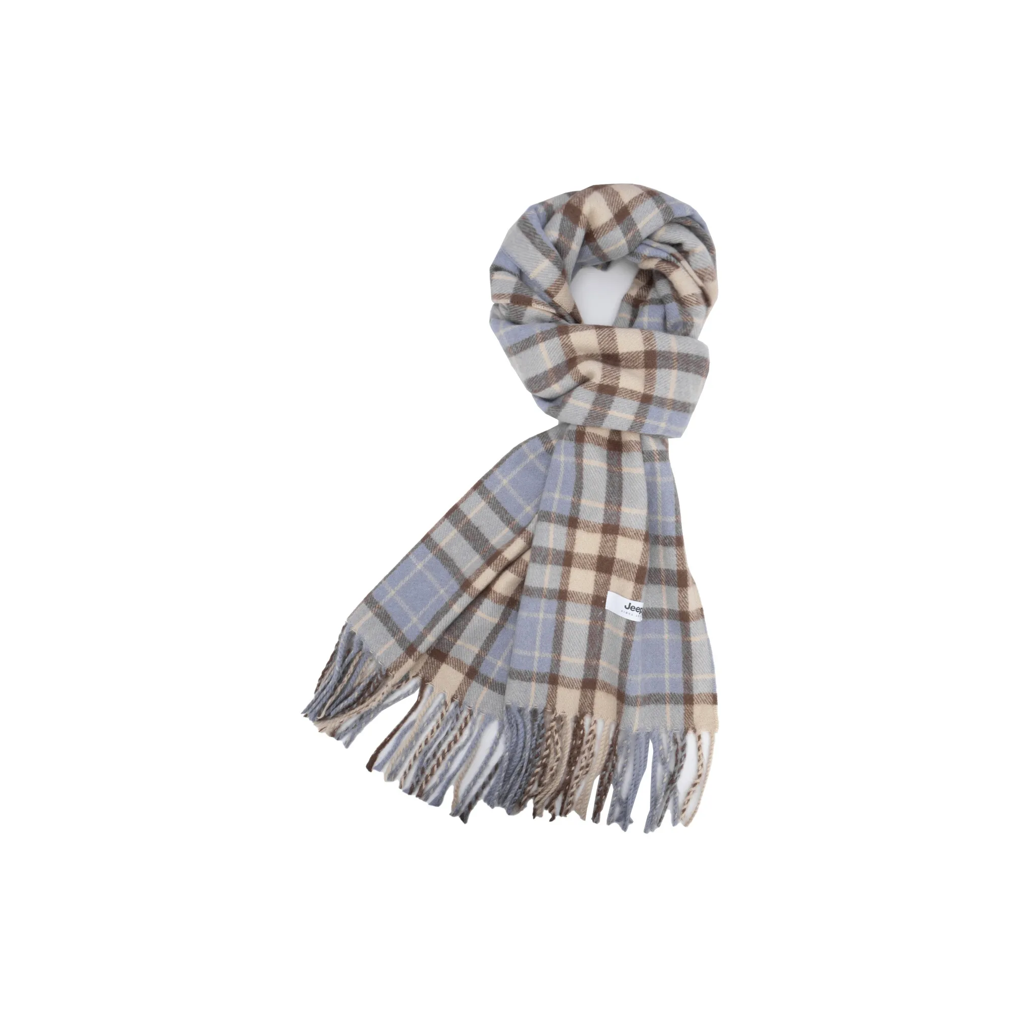 Jeep Полиэстер Трикотаж Шарфы Унисекс Сине-Коричневая Клетка Красно-Коричневая Клетка