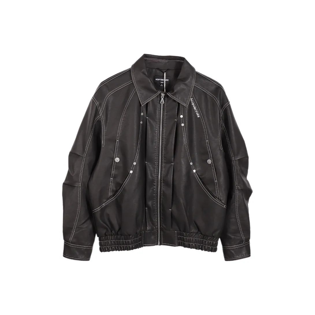 Acupuncture Кожа Куртка Пальто Унисекс