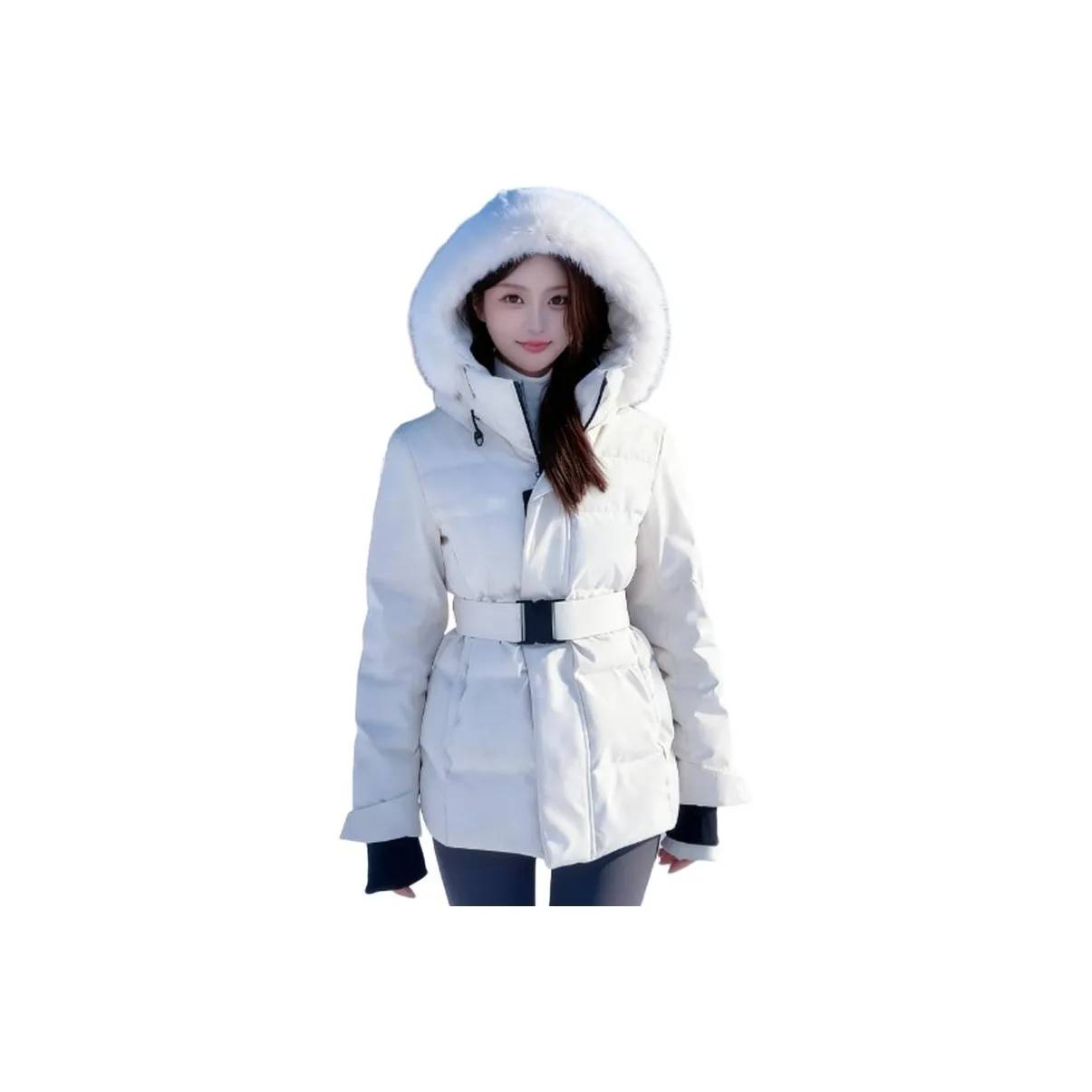 HNUF Айвори Белый Пуховая Куртка Женская Пуховая Куртка (Пуф)