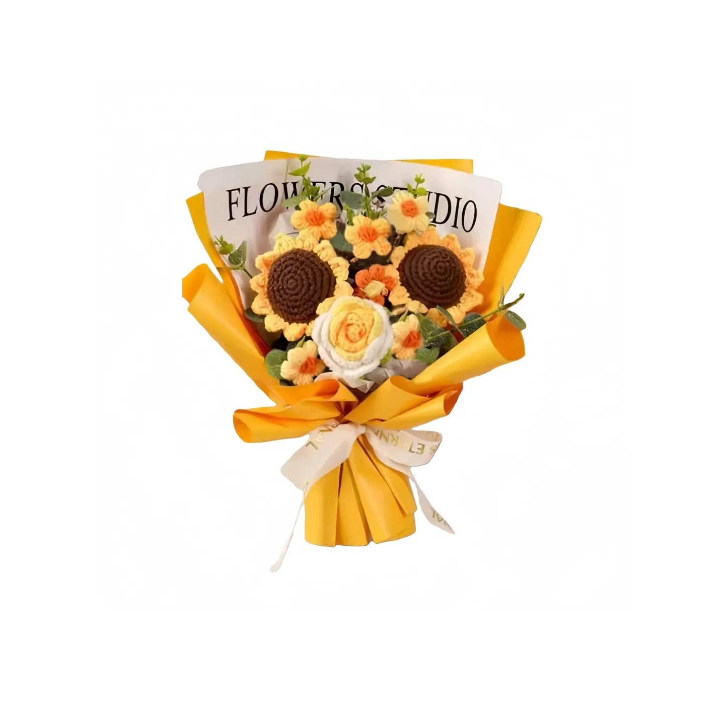 Pampered Journal Трикотажная ткань Букет Готовый товар Подсолнух Розовый Пряжа Цветочный дизайн Искусственный цветочный дизайн DIY Crochet DIY Игрушки