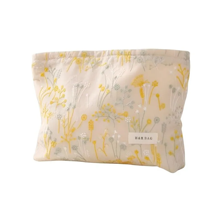 Geanno Джут Хлопок Растение Вышивка Косметичка Портативная Косметика Хранение и Дорожные Косметички Сумки Пылезащитные