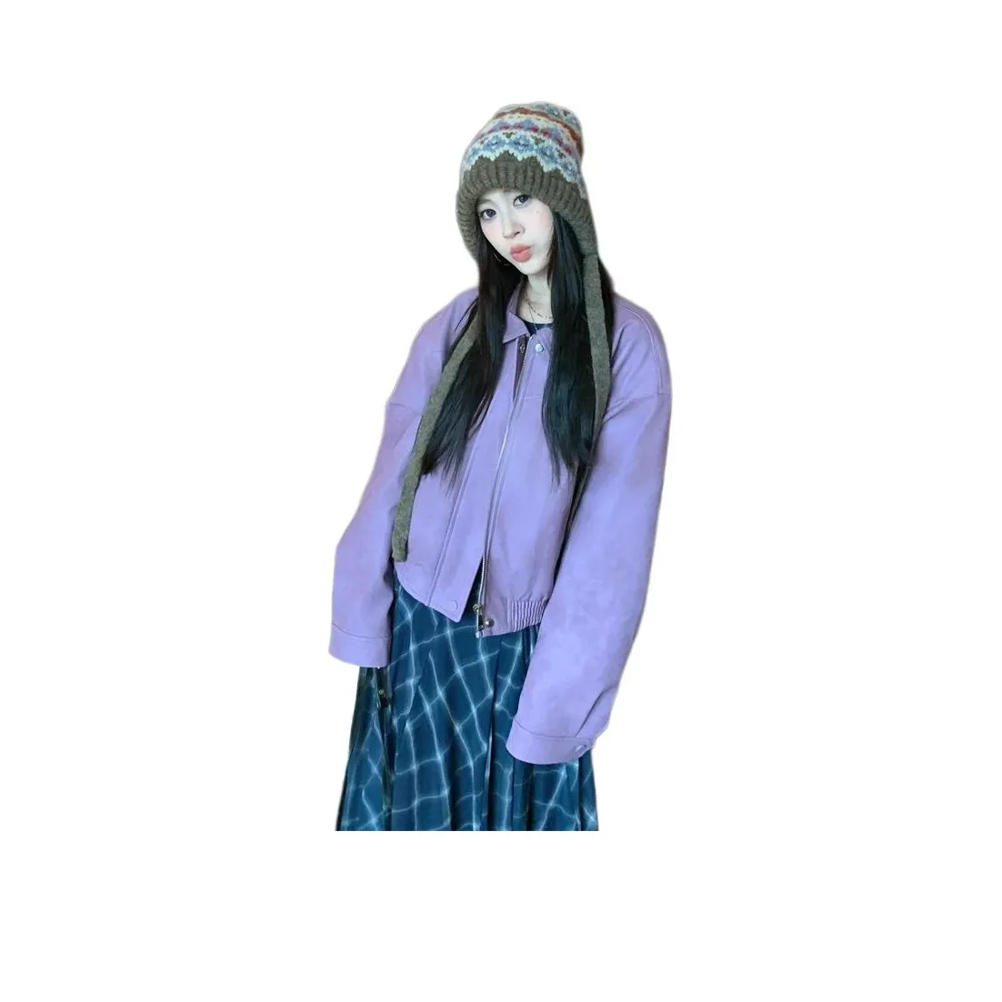 XIANGTIANE Фиолетовый Укороченный Женский Куртки