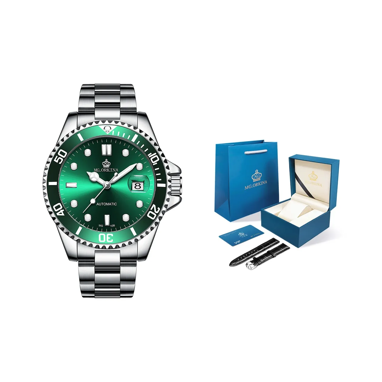 MG.ORKINA MG Автоматический механический механизм нержавеющая сталь ремешок для часов мужские часы многоцветный циферблат часов