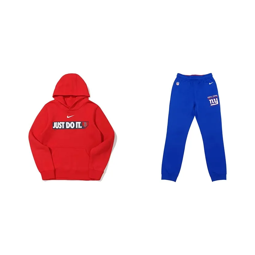 nike Красный Свитшот + Синие Штаны Наборы Одежды Школьный возраст Повседневная Спортивная Одежда