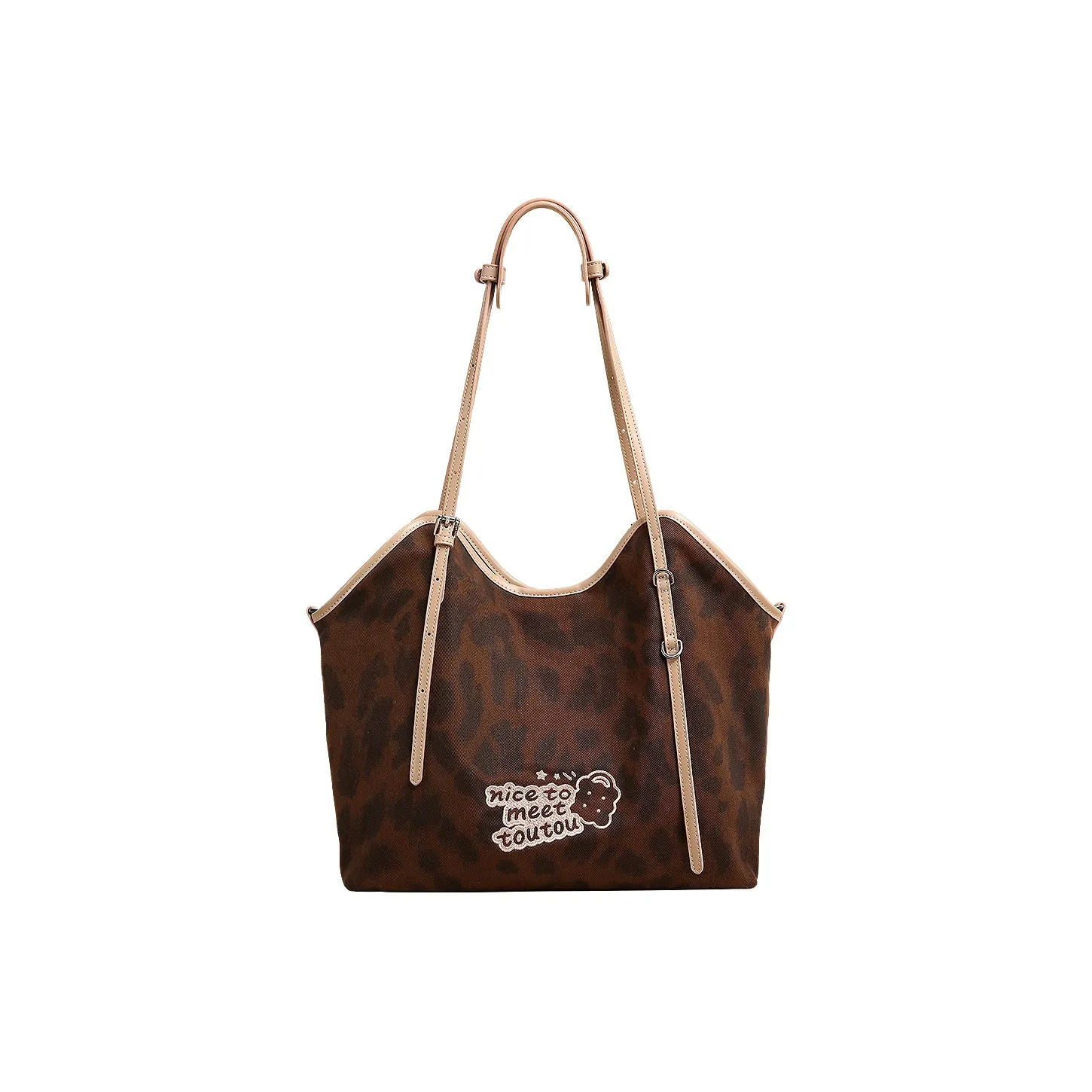 TOUTOU Ткань Синтетическая кожа Сумка через плечо Стандартная Женская Леопард Коричневый