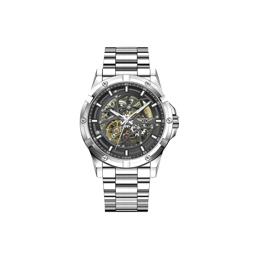 XIBOER Bentley Excellence Darth Vader Collection Механический механизм Нержавеющая сталь Ремешок Часы Унисекс Черный циферблат