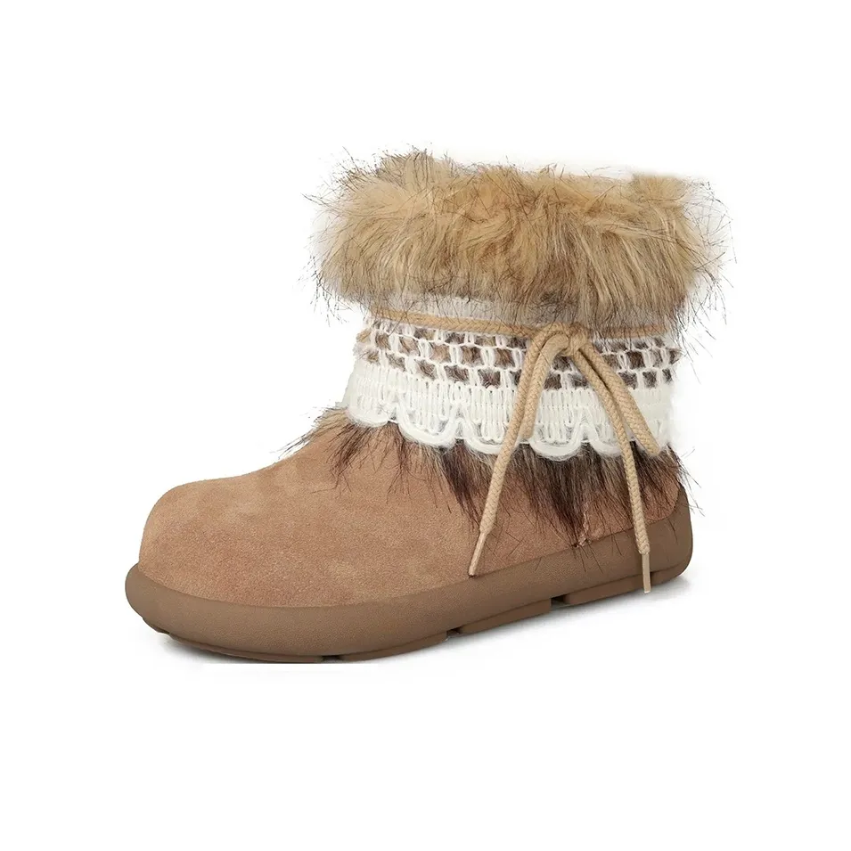 7 SEVFUN Эксклюзивный French Vintage FLUFFY Обувь Короткий Сноубутсы Женские