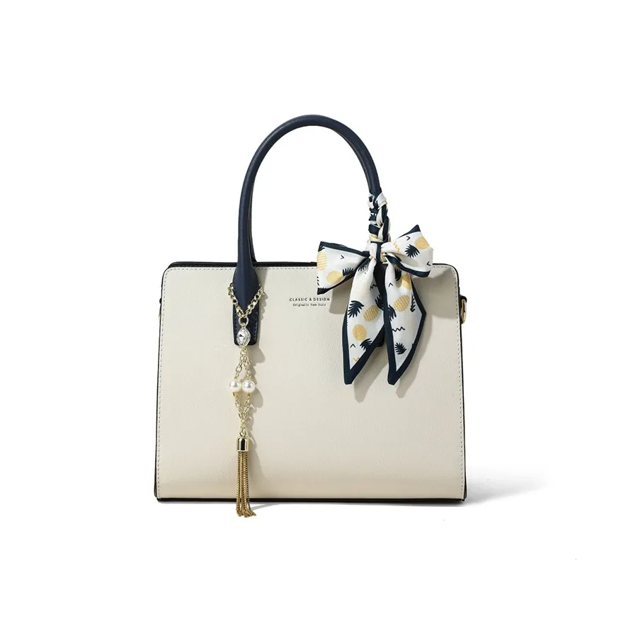 Younger Song Коровья кожа с синтетической кожей сумка обычный женский экрю черный синий