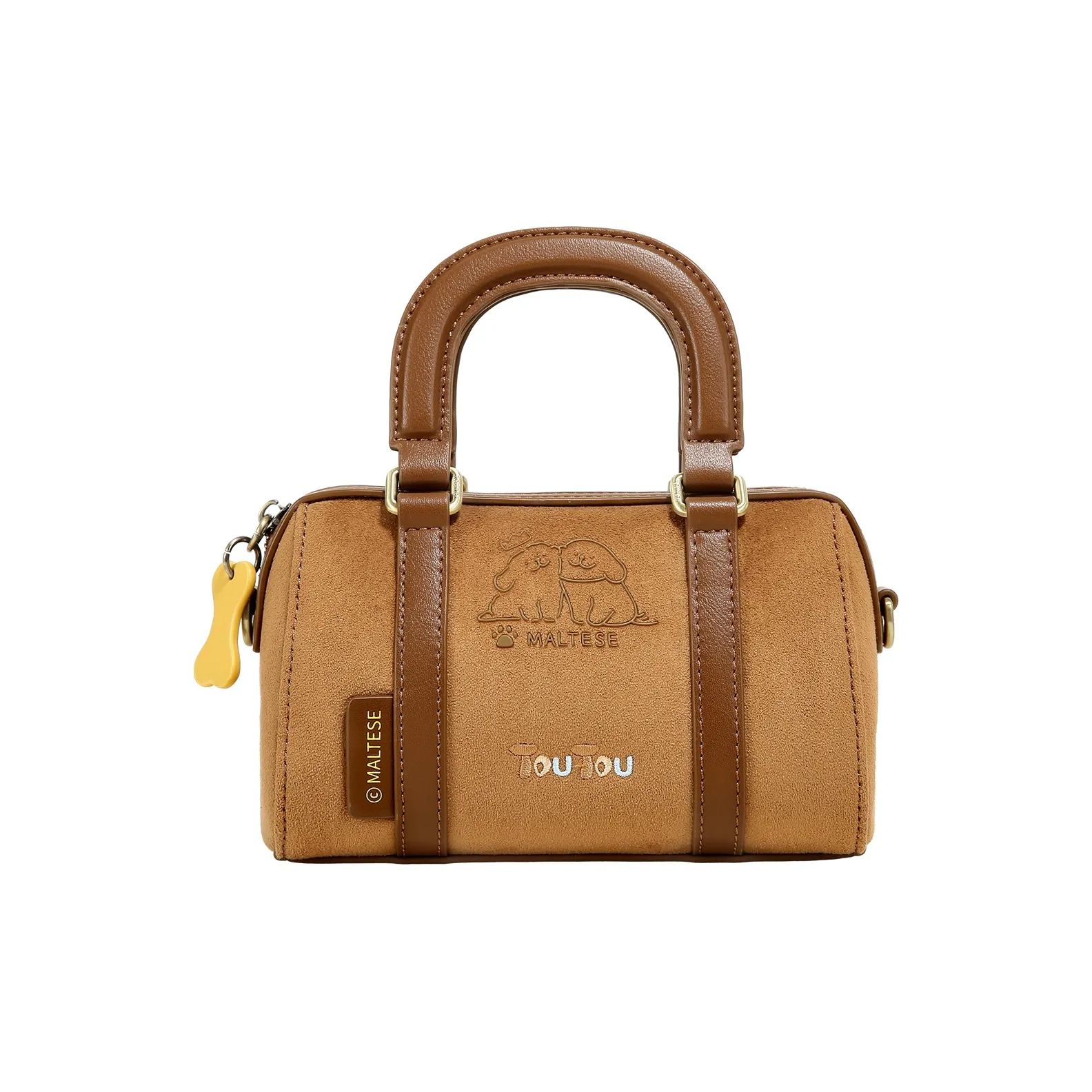 TOUTOU Maltese Collaboration Синтетическая кожа текстиль Мозаика Сумка Женская Шоколадный коричневый