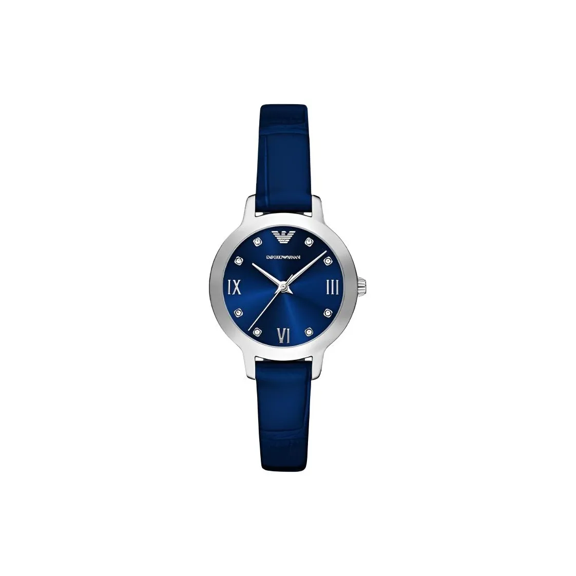 EMPORIO ARMANI Наручные часы Кварцевый механизм Кожаный ремешок 32 мм Синий циферблат Женские часы