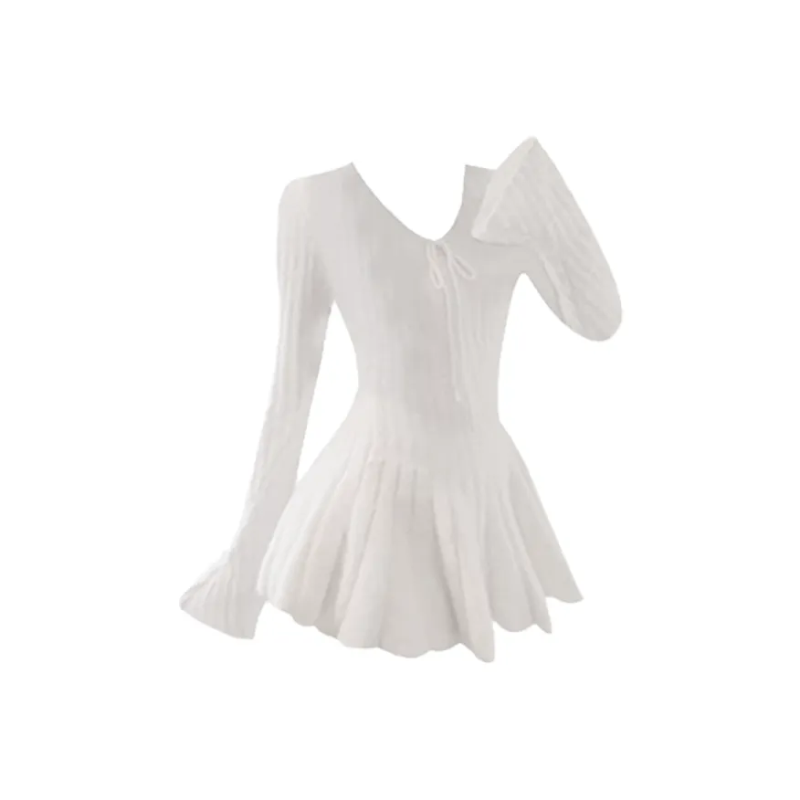 XIAOQIAOJIA Белый Женские Длинные Платья с Длинными Рукавами