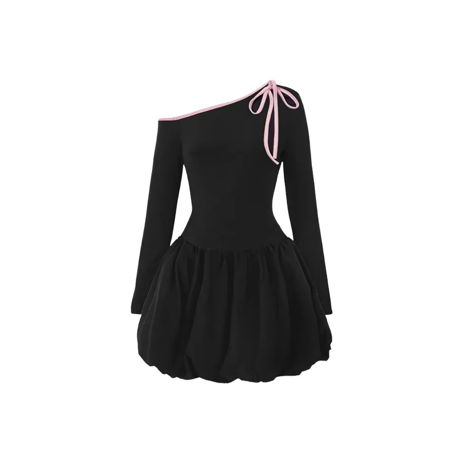 UYH Черные Женские Длинные Платья с Длинными Рукавами