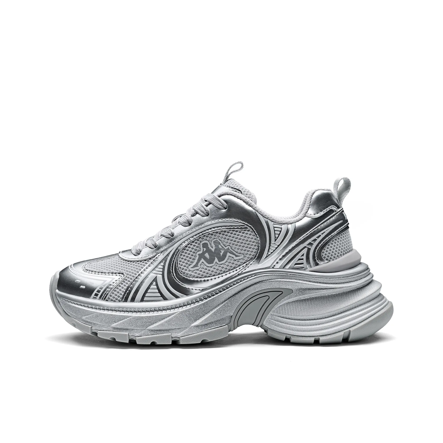 KAPPA Спина к Спине Устойчивые к истиранию Низкие Топ Кроссовки с Толстой Подошвой Женские Серебряные