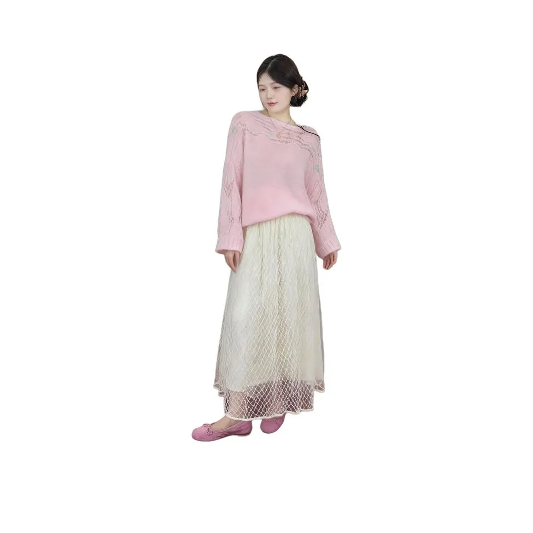 Mu Xiao Xin Розовый топ + Абрикосовая юбка Женские комплекты с юбкой