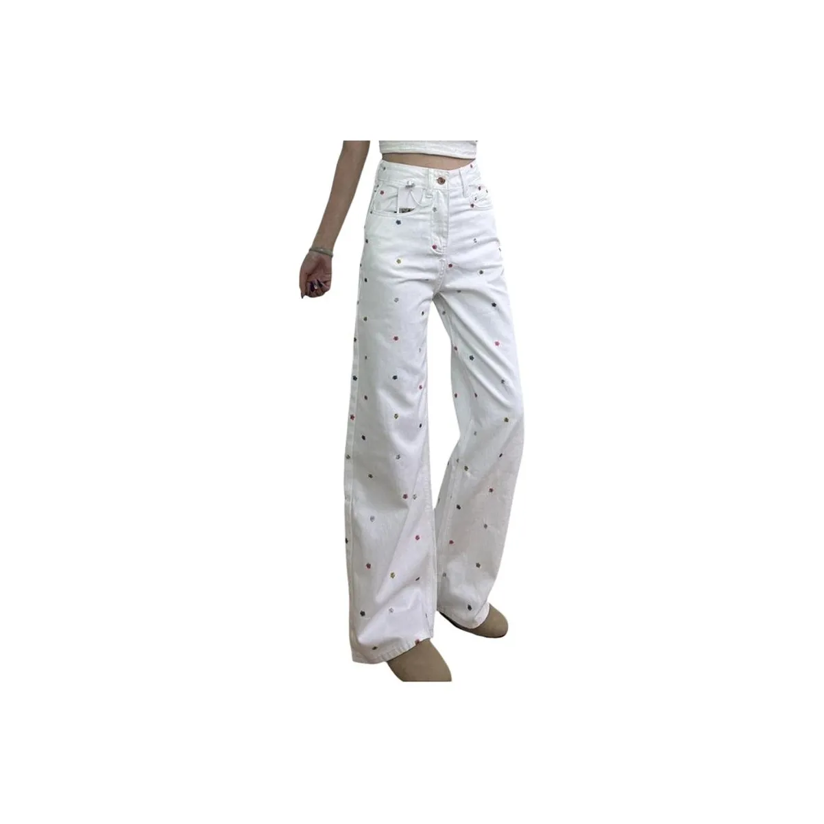 LADYXIEXIE Экрю Женские Джинсы