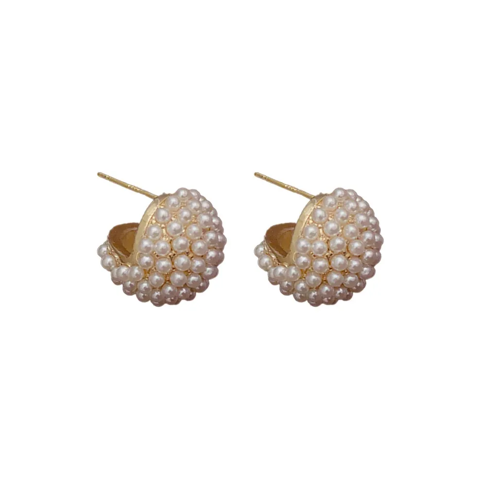BONAS Pearl Copper Stud Earrings Women's