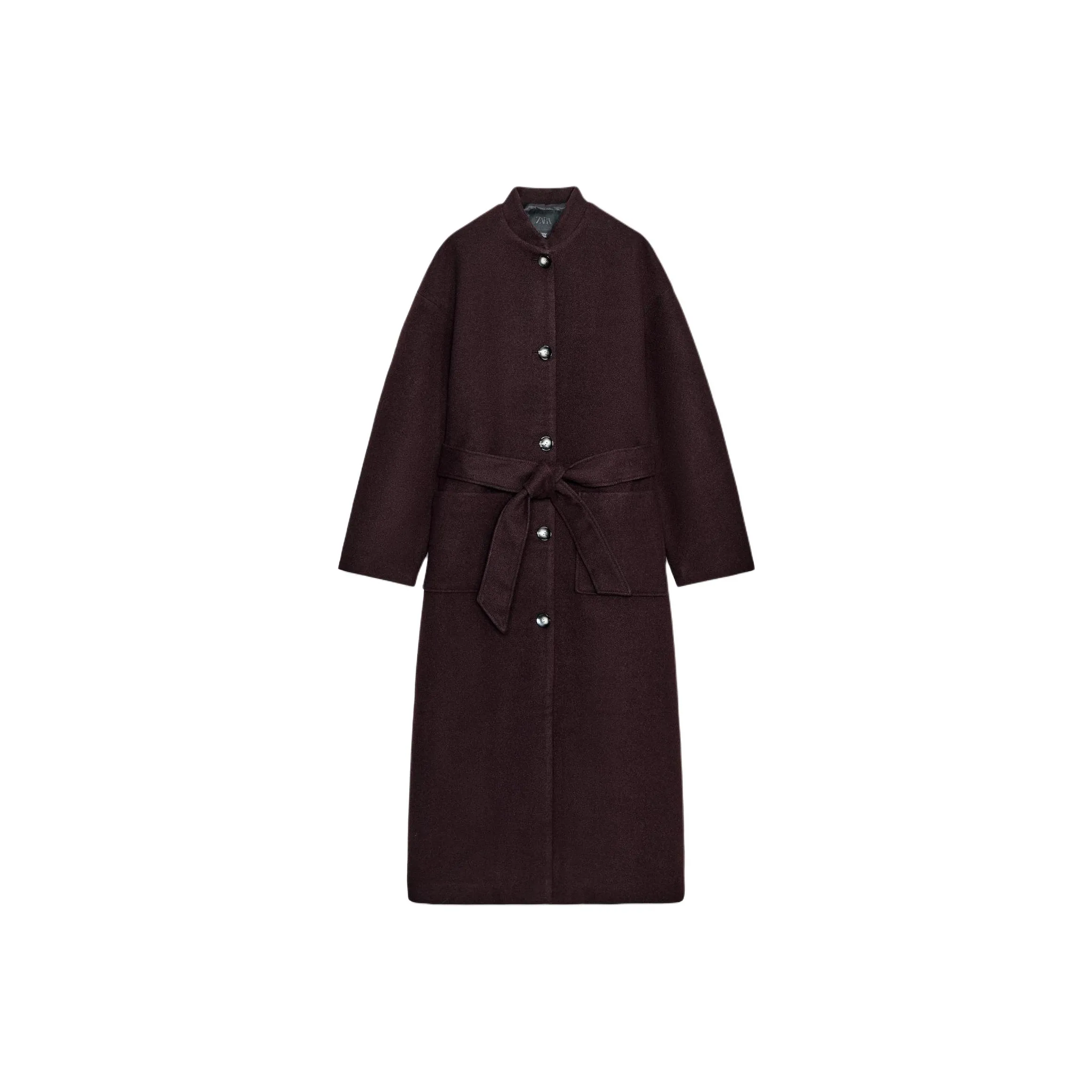 ZARA Женское пальто бордово-красного цвета