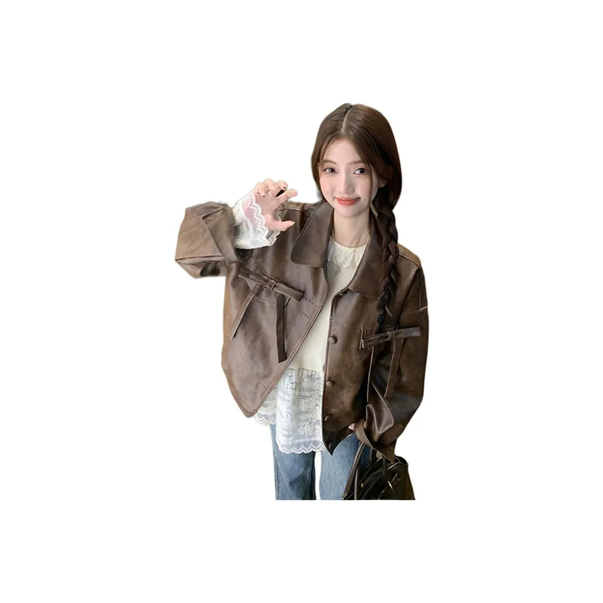 MDEHT Кофе Женские Кожаные куртки