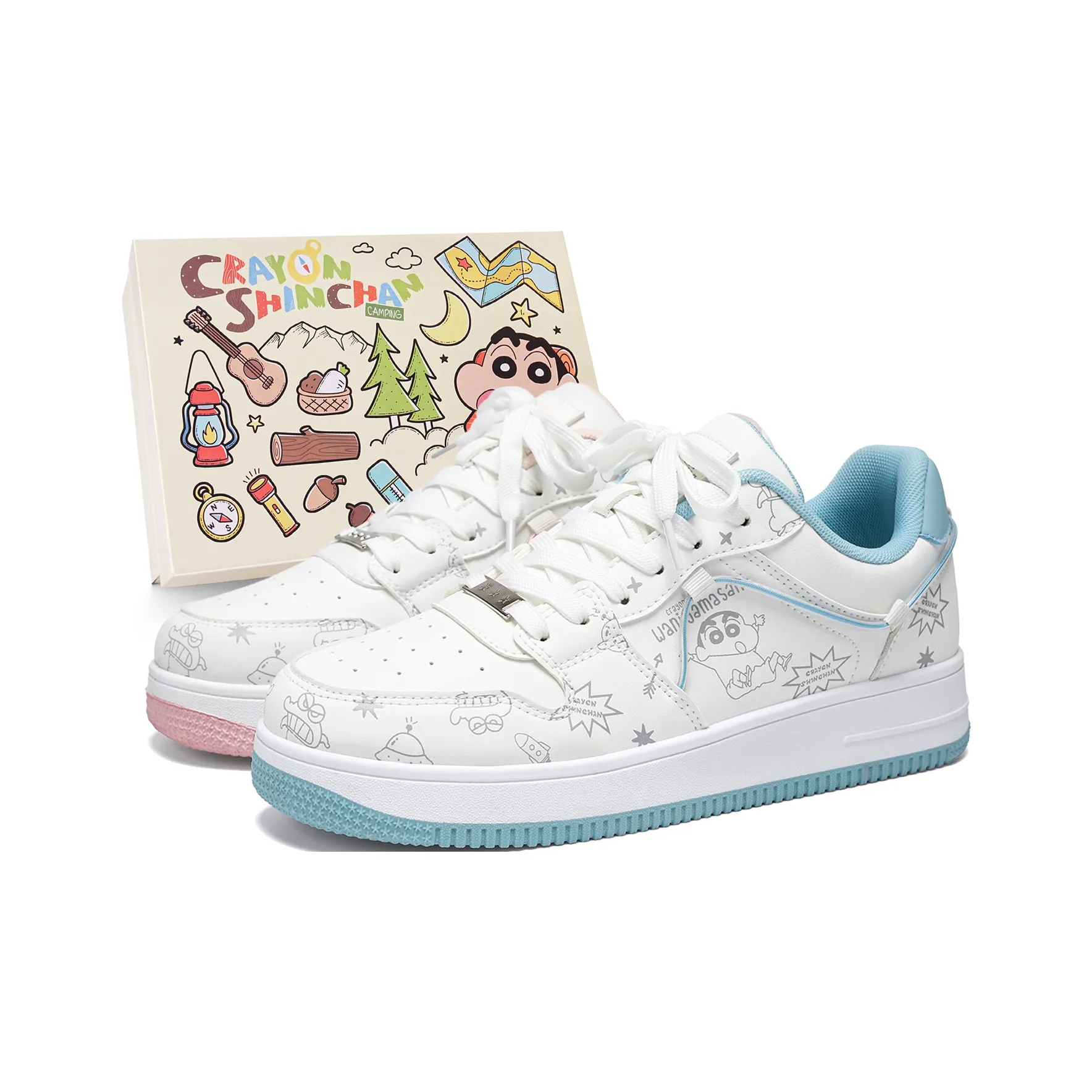 Crayon Shinchan визуально увеличивает рост баланс поддержка устойчивость к истиранию легкий дышащий низкий топ