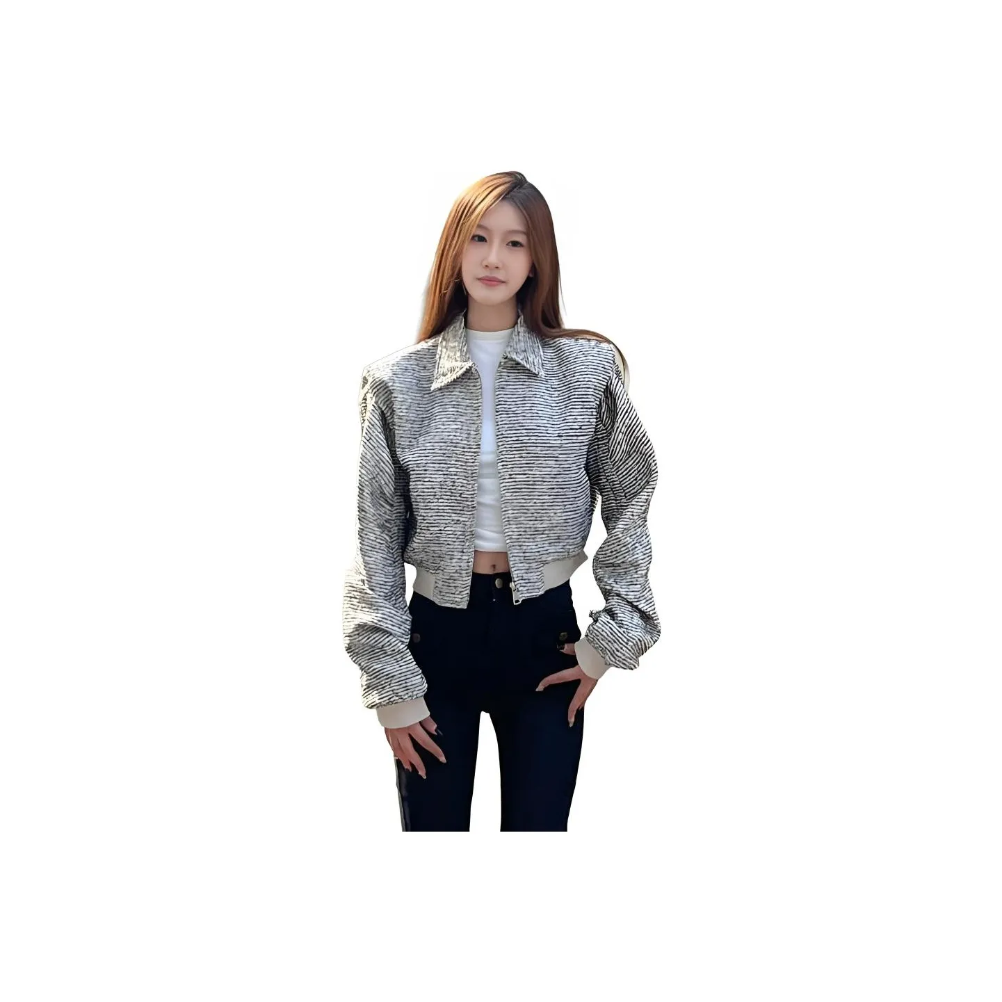 MDEHT Белый Женский Короткий Пальто