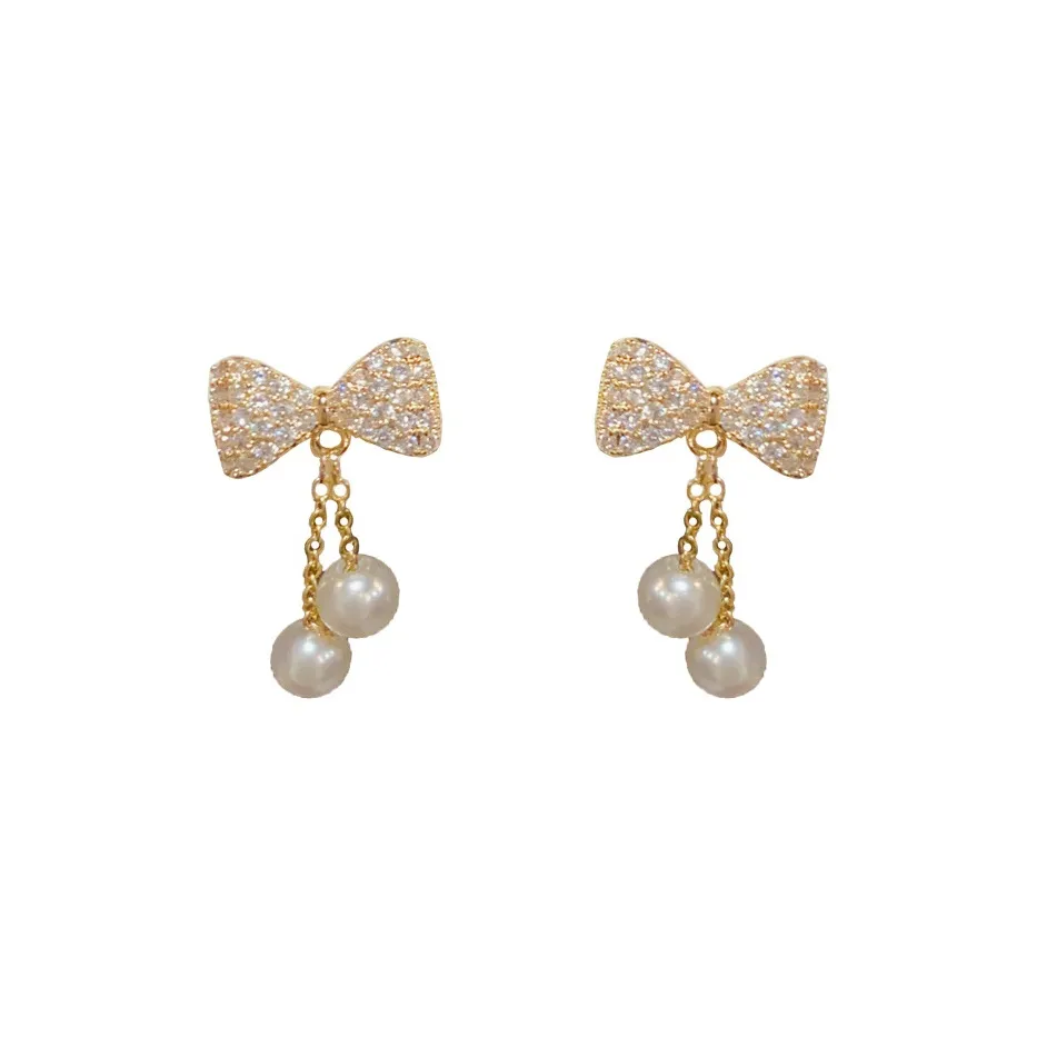 BONAS Циркон Искусственная жемчужина Серьги-гвоздики Женские