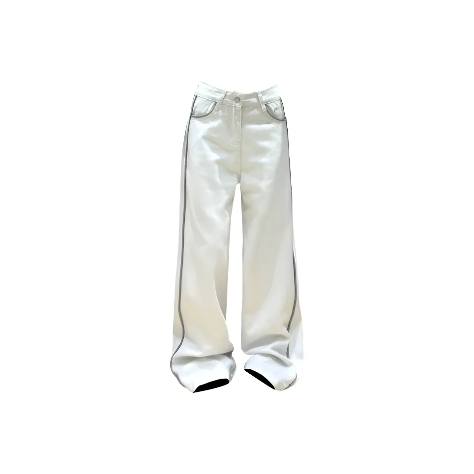 YGHOME OFFICIAL Белый [Видимая отделка стежками] Premium Style Унисекс Джинсы