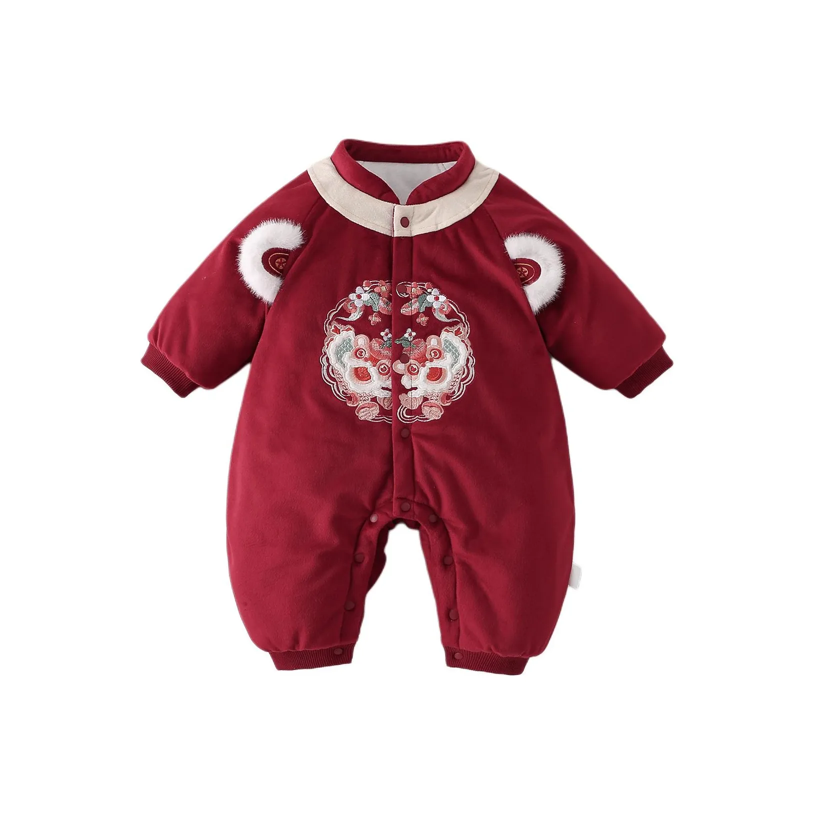 XiaoJinBu Темно-красный Малыш Комбинезоны Ползунки