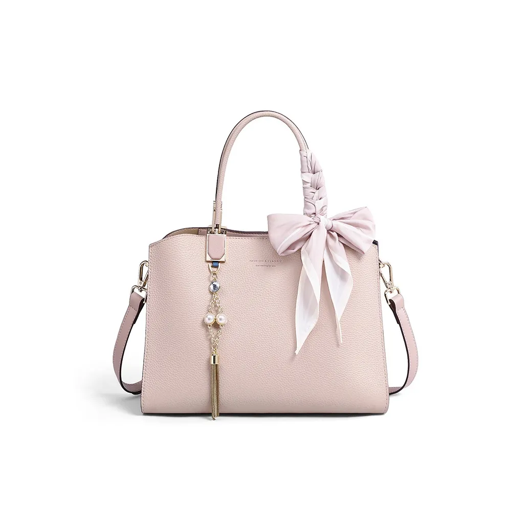 Younger Song Коровья кожа с синтетической кожей сумка обычный женский бежевый абрикос