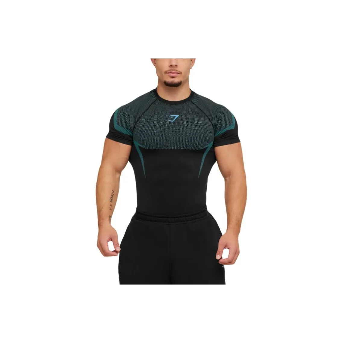 GYMSHARK Черный Бренд Синий Мужская T-Рубашка