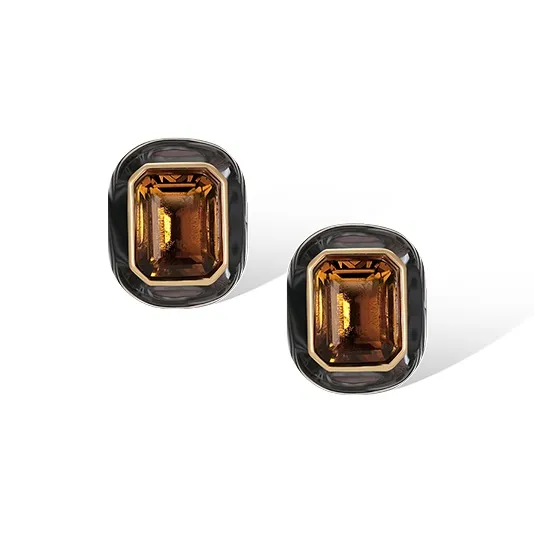 Retro Chic Brass Gold Plated Инкрустированная Цветная Глазурь Shield Серьги-гвоздики Унисекс