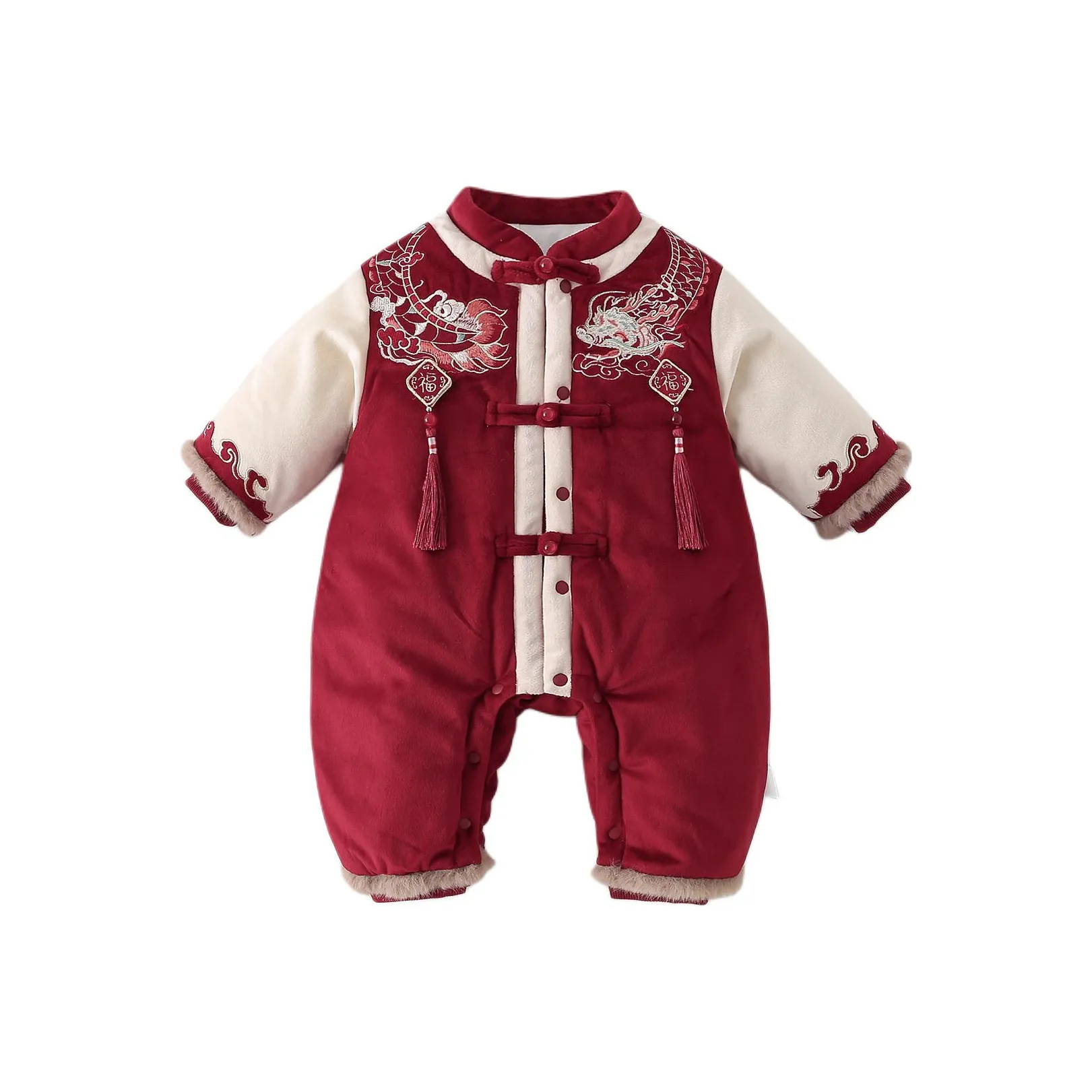 XiaoJinBu Темно-красный Малыш Комбинезоны Ползунки