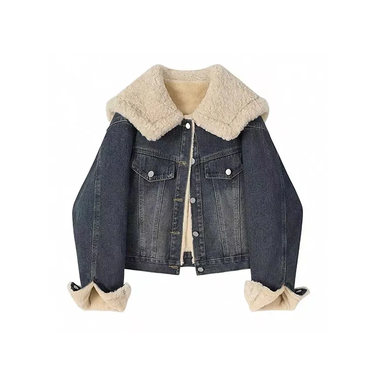 MO VOICE Деним Флис Линейка Женские Джинсовые Куртки