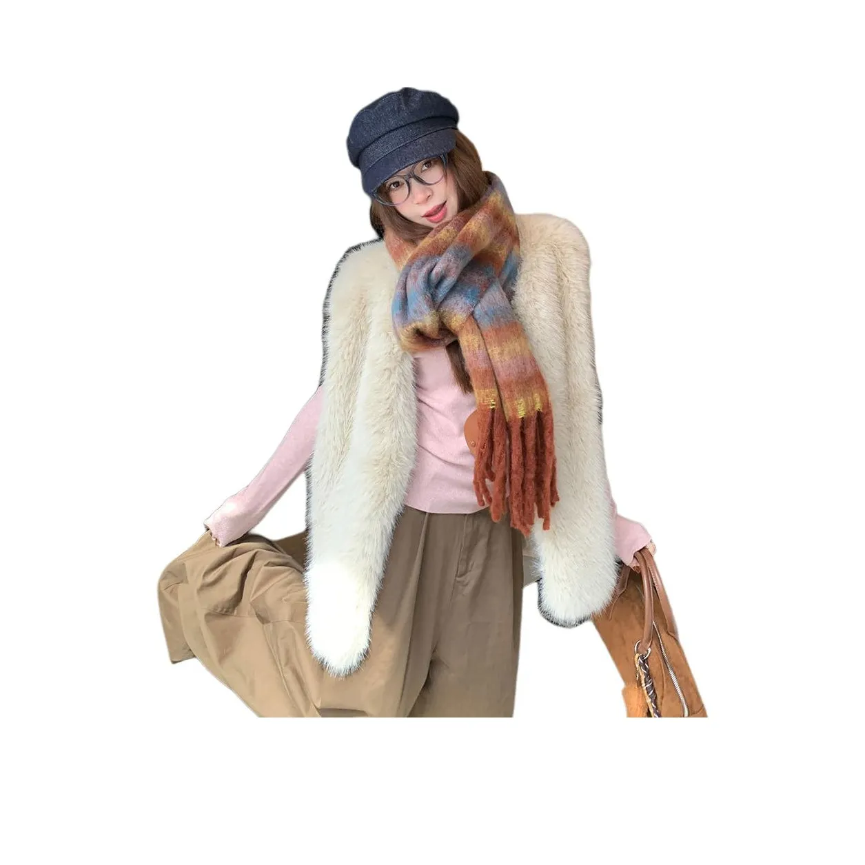 SUSANSAN Овсяно-абрикосовый Женские Меховые изделия
