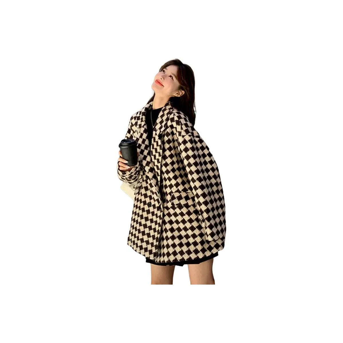 MDEHT Кофе Гусиная лапка Женское пальто