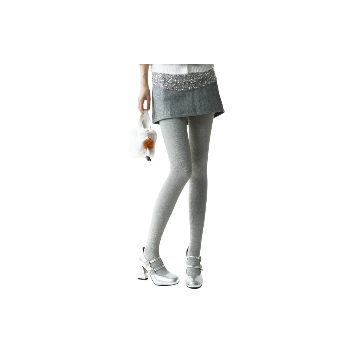 FAVMARTHA 100D Light Gray Women's Leggings FAVMARTHA 100D Светло-серые Женские Леггинсы