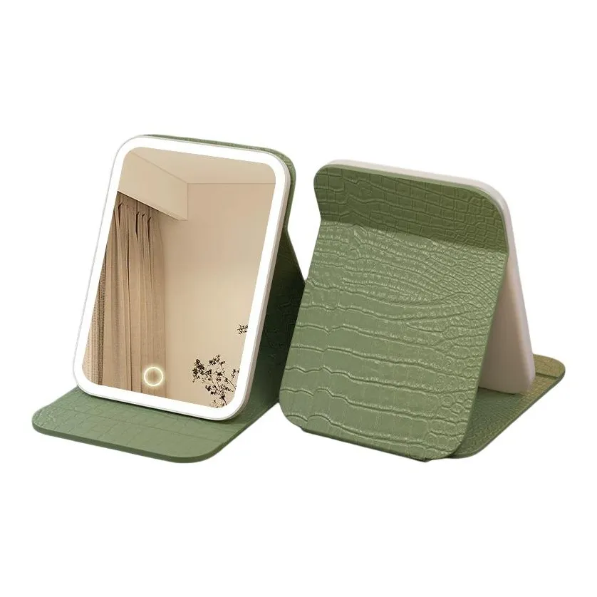 PureLove Портативное зеркальце с лампой настольное для общежития офисное чехол из ПУ кожи складное зеркальце MAKE UP Зеркала