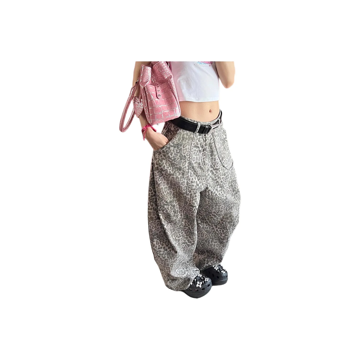 PANDA ADEVIL Леопардовый принт Унисекс Джинсы