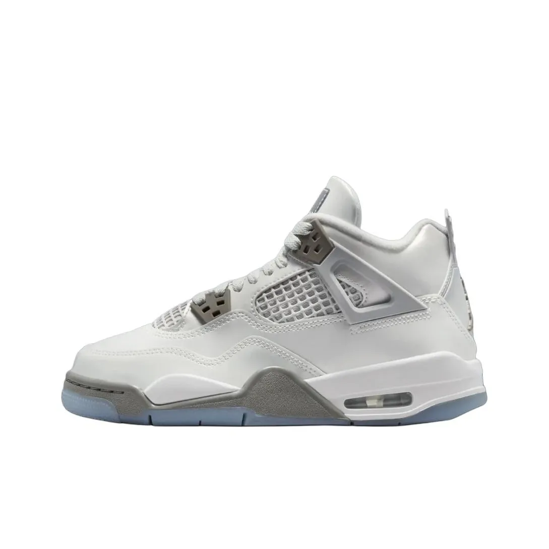 Jordan Air Джордан 4 Противоскользящие Устойчивые к износу MID Топ Детские Баскетбольные кроссовки Серый Синий Подростки