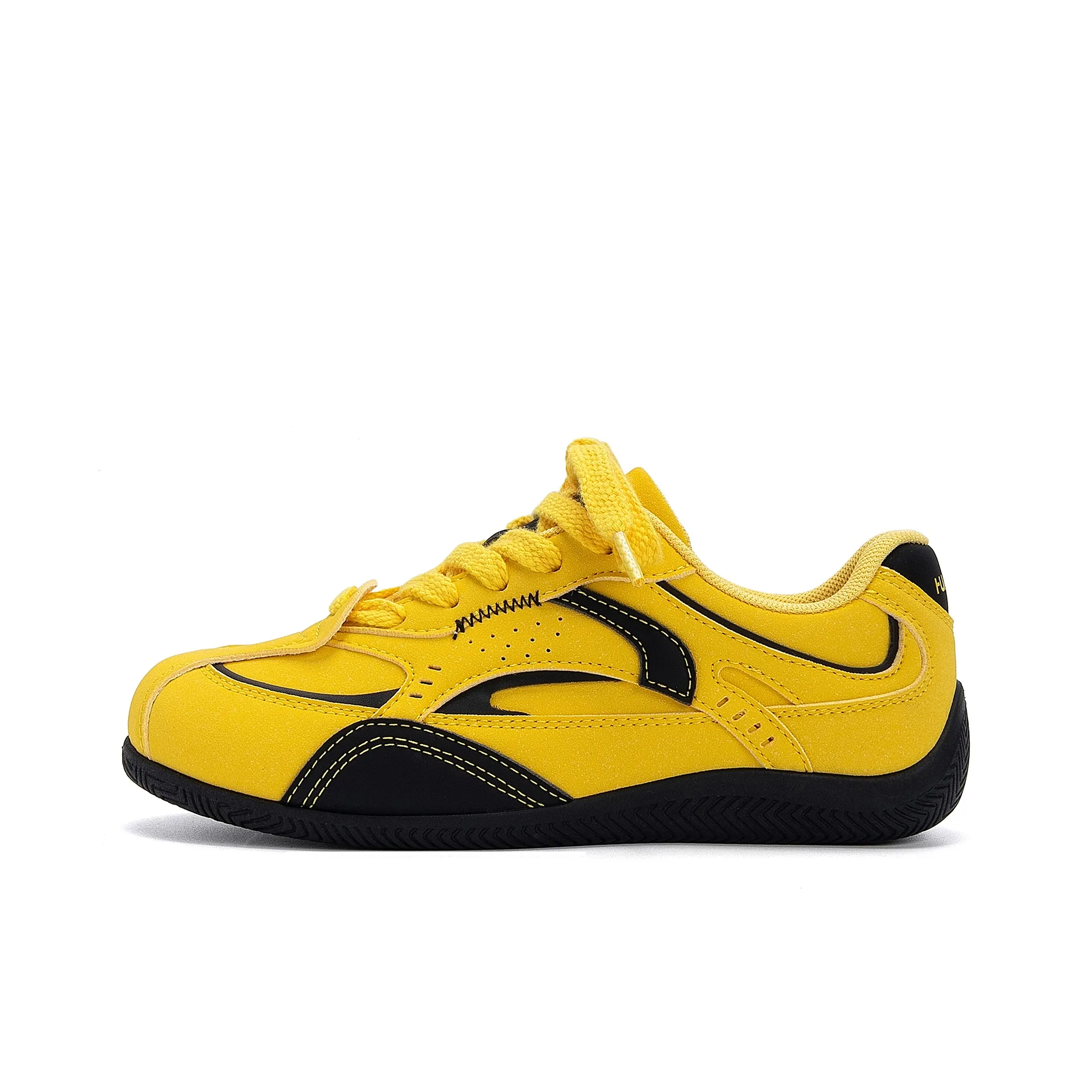 HUANQIU Покрытие Увеличение Высоты Устойчивость к Износу Низкий Топ Немецкая Армия Кроссовки Женские Светло-Желтые