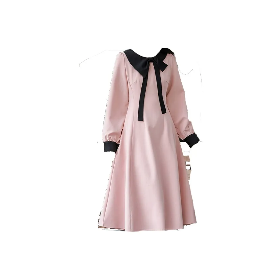 PUREIDOL Розовый Женские Длинные Платья с Длинными Рукавами