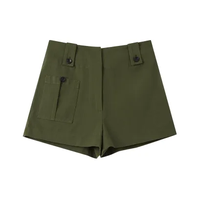 DE MINCOLLECTION Армейские зеленые женские карго шорты