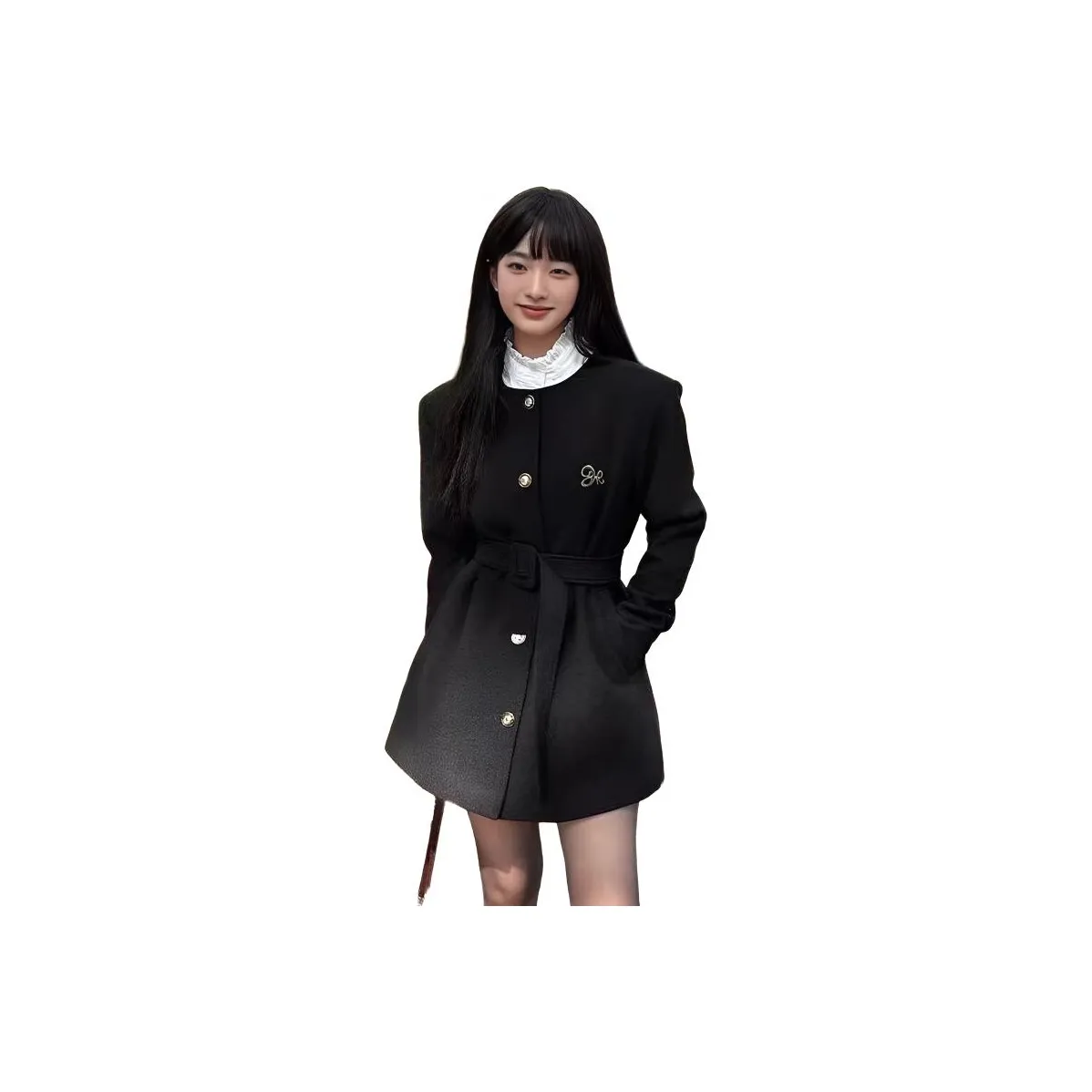 MDEHT Черная подкладка Wa Утолщенный [С ремнем] Женское пальто