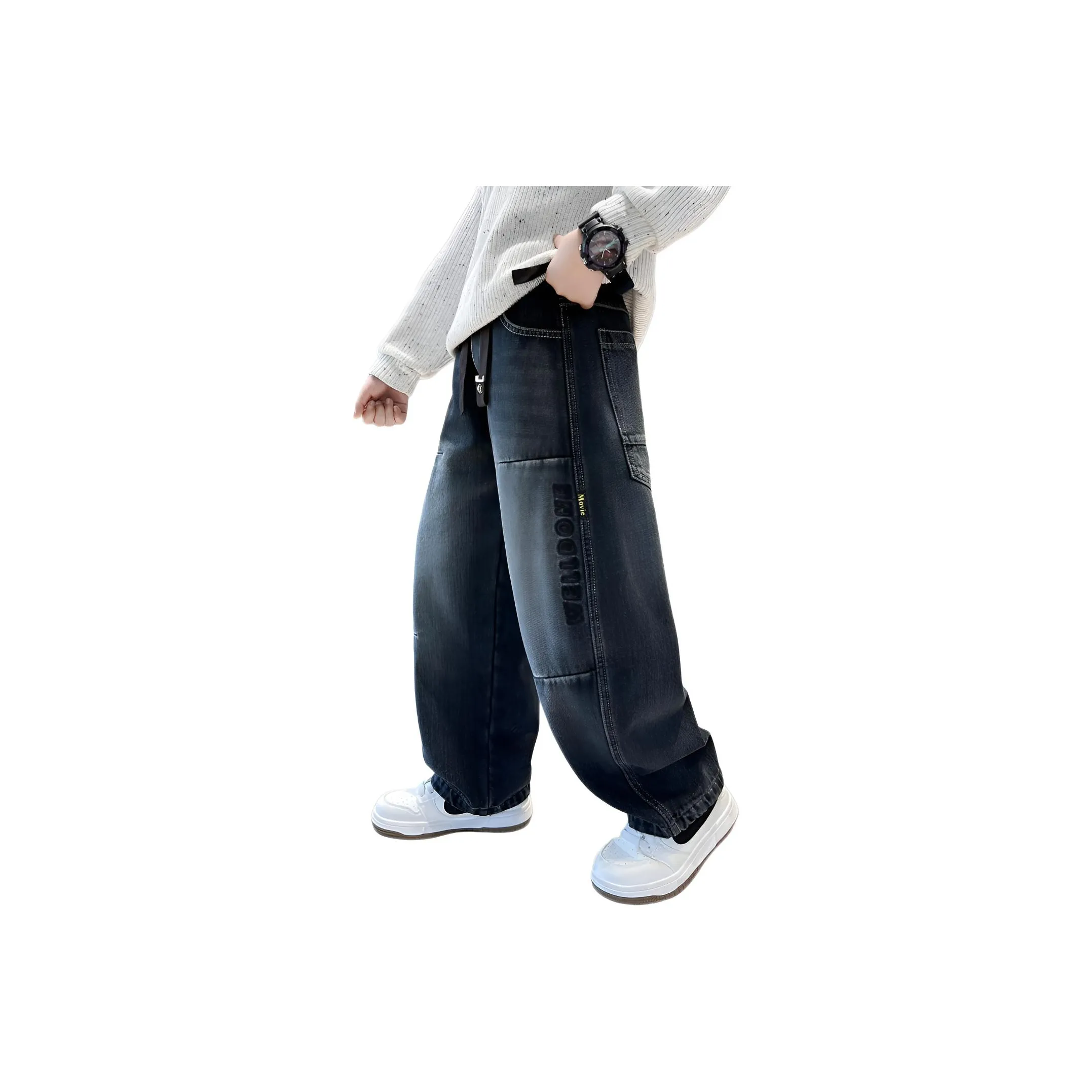 ЮЙЧЖАОЛИНЬ Синий Серый Флис С подкладкой CcH91605 Школьные Джинсы