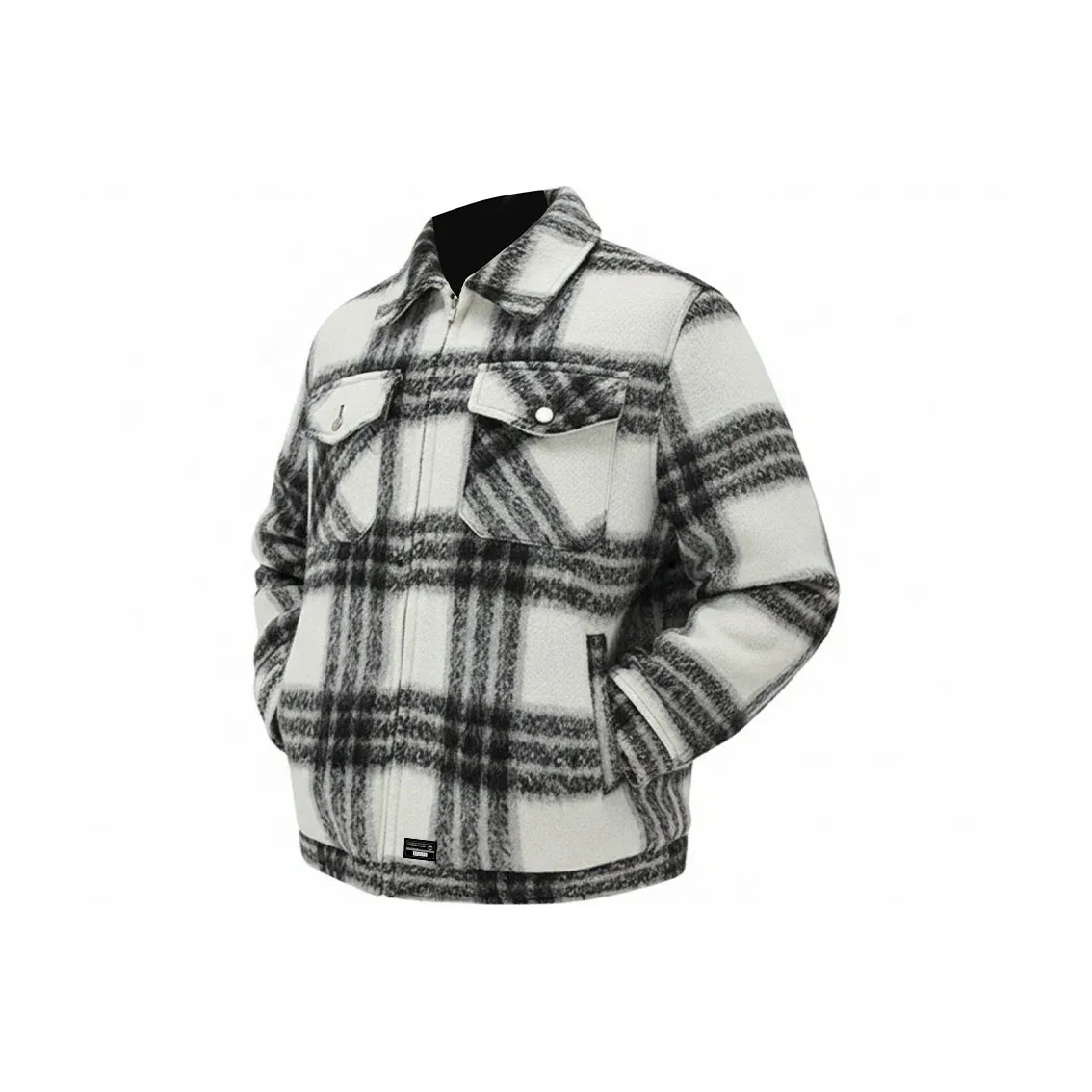 COMOWA Черный Белый Клетка [Съемный Trademark] Унисекс Пуховики