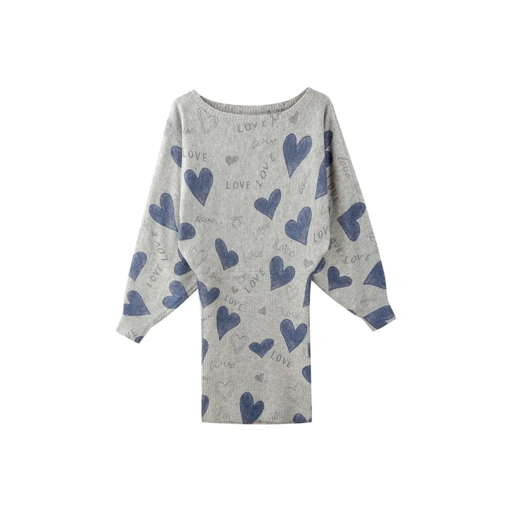 ONEPASS Серый Женские Длинные Платья с Длинными Рукавами