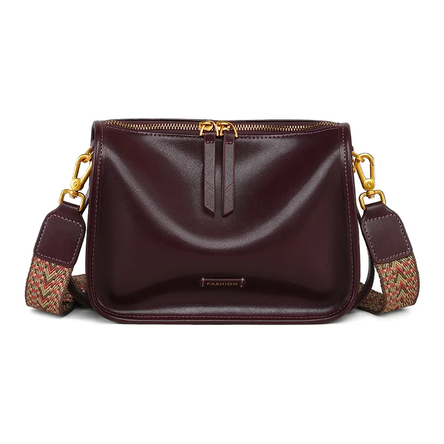 VINEY Сумка через плечо из коровьей кожи сумка на плечо обычная женская винно-кофейного цвета