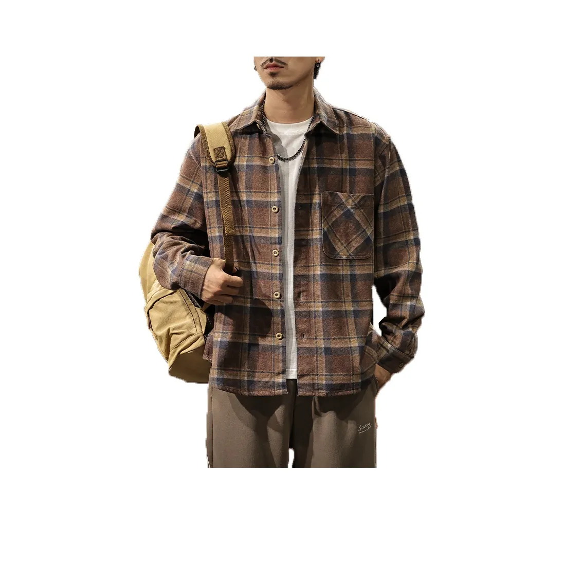 LUJIEBANG Мокко Коричневый Мужские Рубашки