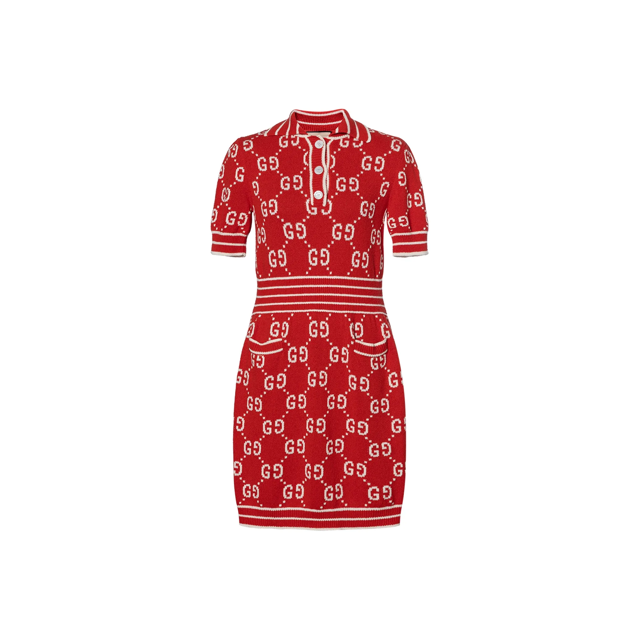 GUCCI Short Sleeved Dresses Women's Red